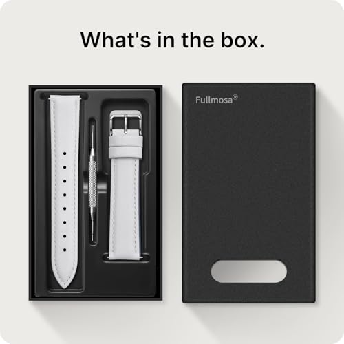 Fullmosa Watch Band, Quick Release Leather Watch Strap for Men Women, Replacement Bands Width 14mm 16mm 18mm 19mm 20mm 21mm 22mm 24mm