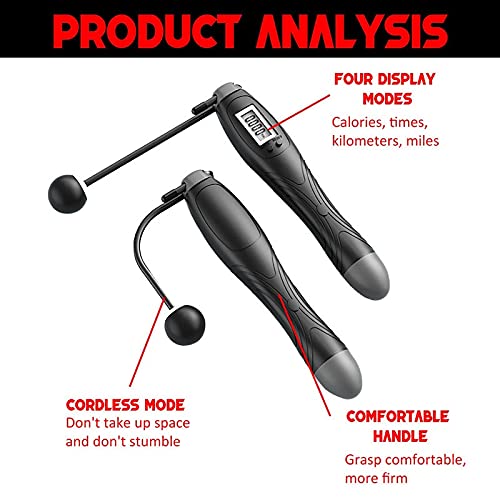 XIANGFATS Corde A Sauter Sport Corde de saut électronique sans fil avec Count auto intelligent sans fil Skip Calorie Consommation Consommation Fitness Building Building Tool d'exercice, Sports et dive