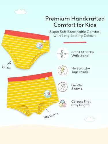 Image of superbottoms Girl Boyshorts | Supersoft Underwear for Girls | 3X Softer Underwear for Kids | Premium Panties for Girls | Super Stretchy, Breathable, Gentle Elastics, No Scratchy Tags, AZO-Free Dyes
