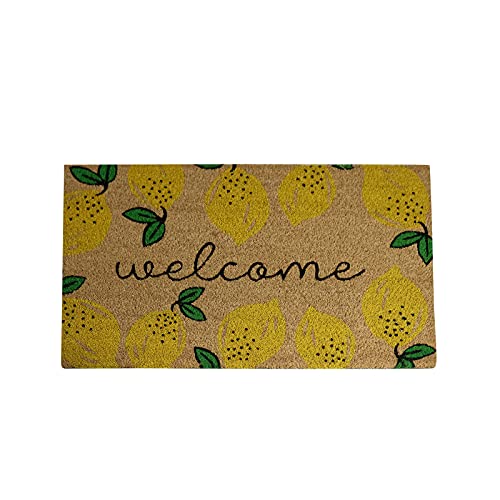 Home Expressions Welcome Mat, Door Mat, Printed Outdoor Coir Mat 18 x30 (Welcome Lemons)