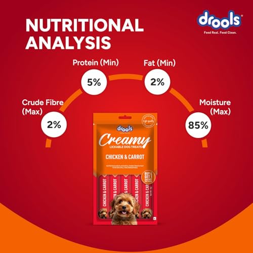 Image of Drools All Life Stages Dog Treats Creamy 5 Sticks Tasty & Nutritious Snack for All Breeds (15g x5) 75g | Chicken & Carrot Flavour | Ideal for Training | Supports Hydration | Boost Muscle Health