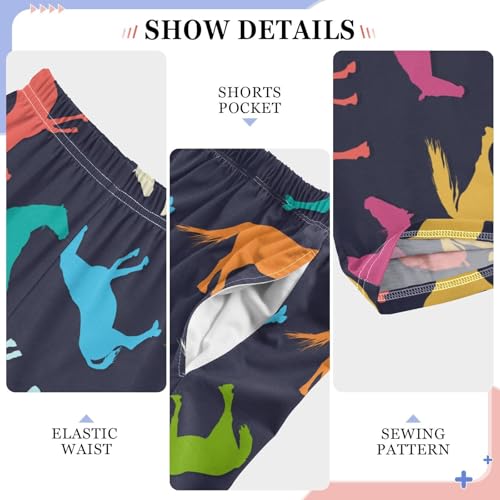 ZZXXB Colorful Horse Boys Long Pants Soft Trousers Elastic Waist Kids Lounge Bottoms with Pockets S-XL4