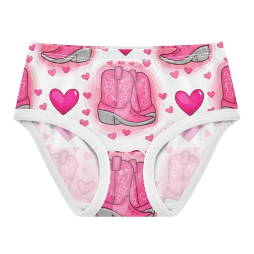 Cotton Toddler Underwear Custom Pink Cowboy Boots Hearts Girl Panties Cute Designer Underpants Briefs 2t