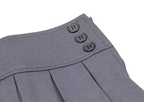image for Bienzoe Girl's Classical Pleated School Uniform Dance Skirt Grey Size 