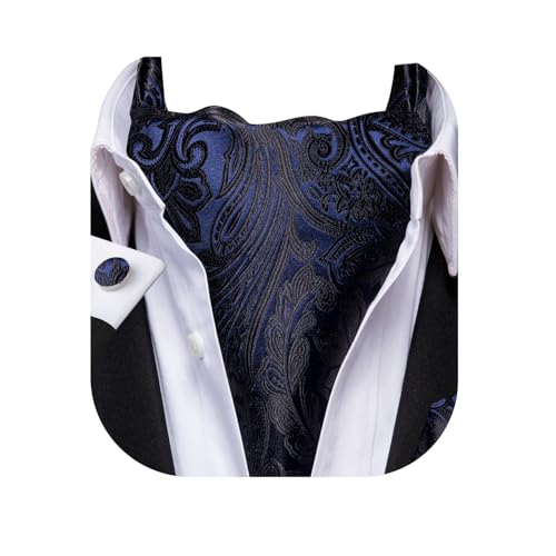 Image of Dubulle Paisley Floral Ascot for Men Self Tie Mens Cravat and Pocket Square Cufflinks Wedding