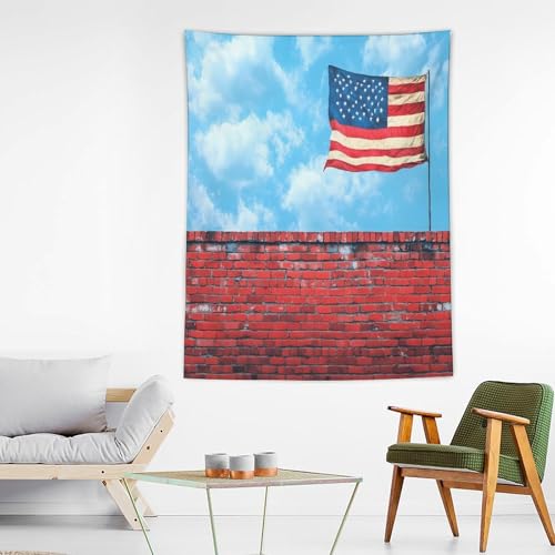 Tapiz de pared de la bandera de EE. UU. sobre ladrillo para decorar tu dormitorio o salón 3