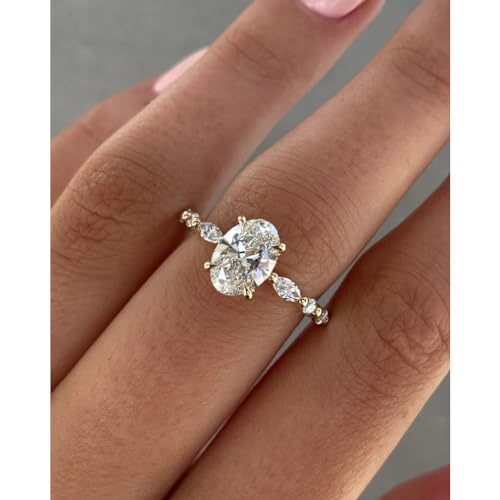 Alyssa Moissanite 1.5 CT Oval Cut Handmade Engagement Ring, Solitaire Bridal Wedding Ring for Women, Anniversary Promise Gifts Her2