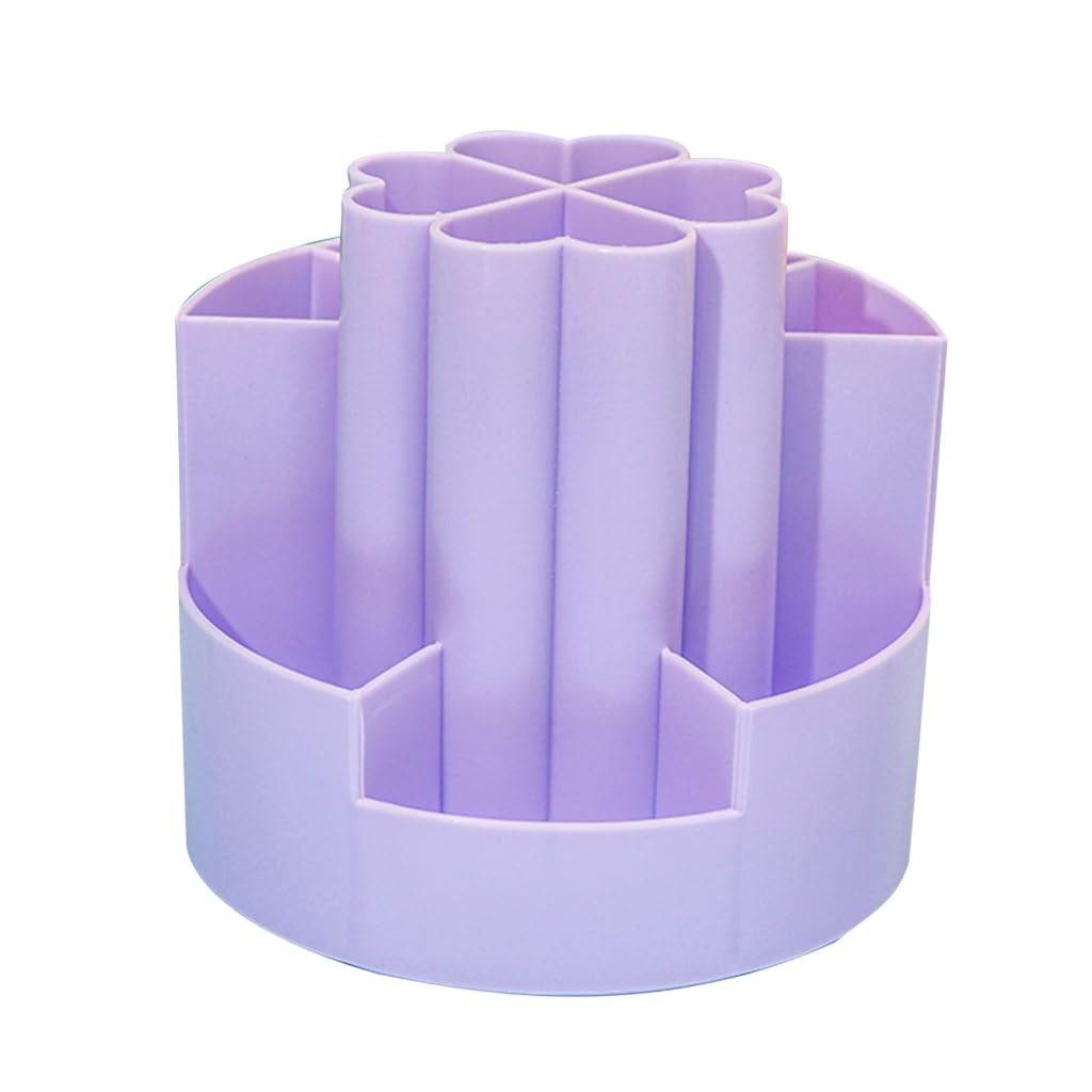 Tnbccxn Purple Pen Cup, Pen Container Rotatable Desk Makeup Brush Pen Holder Storage Cup Desk Stationery Table Pen(Purple)