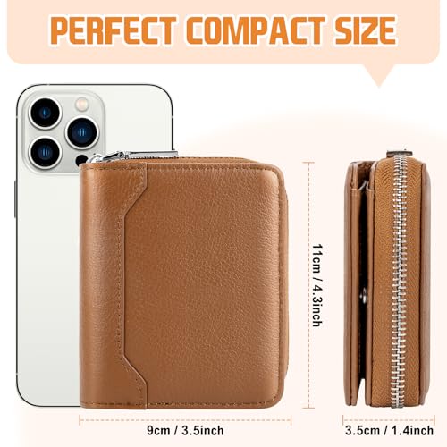 Image of HUANLANG Mens Wallet RFID Blocking Multi Card Holder Wallets for Men Bifold Wallet with Zipper Small Men's Leather Wallet