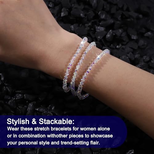 HANGINTHERE 3 Pcs 4mm Austrian Crystal Stretch Bracelets Set for Women,Boxed,Stackable Gift Bracelets for Birthdays, Mother’s Day4
