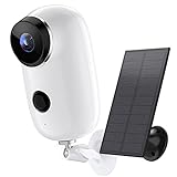 Wireless Outdoor Security Camera with Solar Panel, AOOGD WiFi Battery Surveillance Camera, Home Security Cameras with PIR Motion Detection, IP65 Waterproof, Night Vision, 2-Way Audio and SD Storage