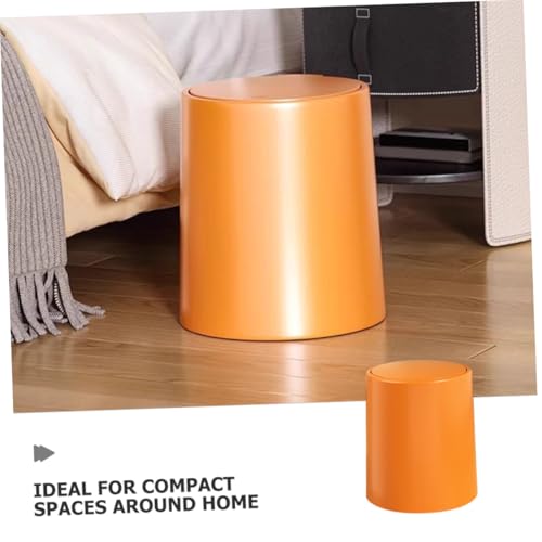 Caneca de basura rectangular naranja con tapa pulsante miniatura 6