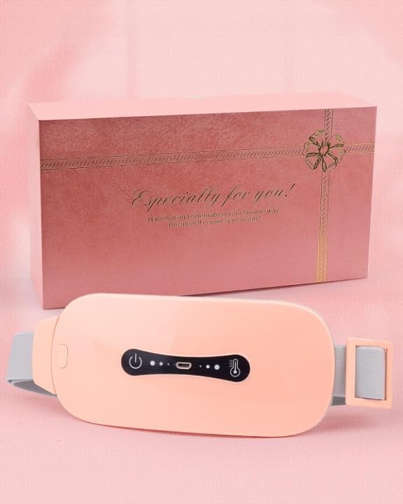 Wearable Menstrual Heating Pads for Cramps, Portable Heating Pad with 2 Heat Levels 3 Massage Modes, Menstrual Back Belly Pain Relief Warm Gifts for Women Mom Girls Girlfriend (Pink)