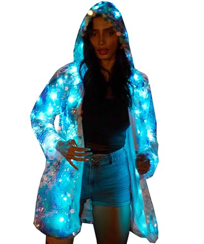 Womens Girls 15 Color LED Sequin Super Flash Jacket Light