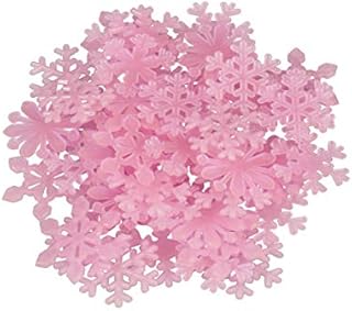 Amosfun 50pcs Christmas Glow in the Dark Wall Stickers 3D Snowflake Window Decal DIY for Xmas Holiday Party Wall Decoration (Pink)