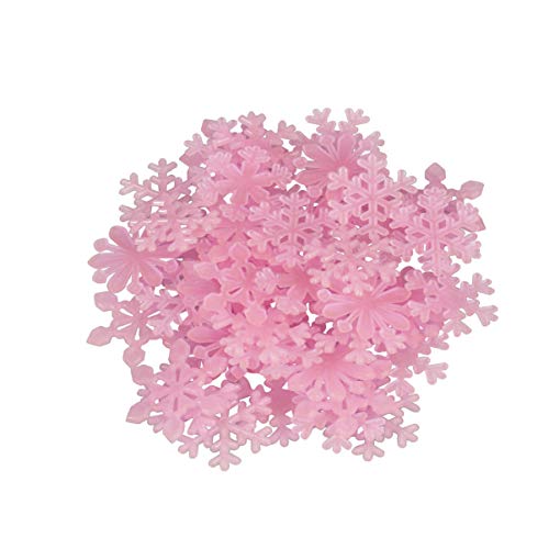 ledmomo 50個セット クリスマス 装飾 夜光 雪の結晶 クリスマス飾り クリスマスツリー オーナメント キラキラ クリスマス雑貨 子供部屋 寝室 クリスマス飾り ピンク