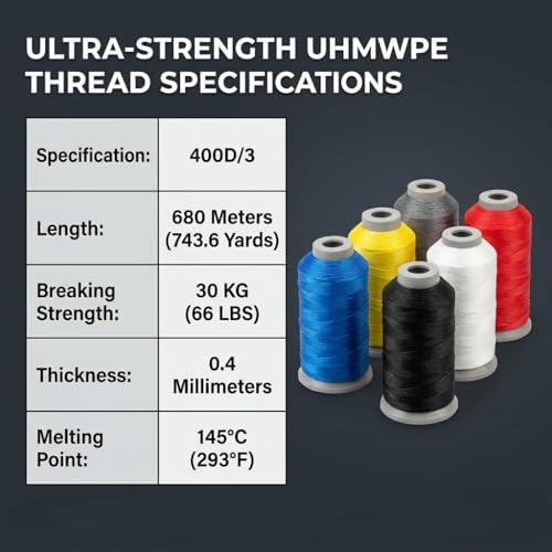 Hilo de coser UHMWPE 0.4mm 680M alta resistencia miniatura 2
