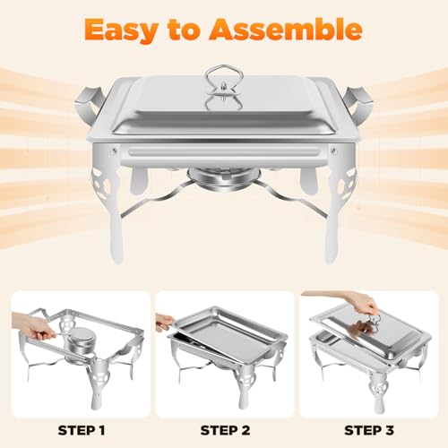 6L Chafing Dish Warmhaltebehälter Chafing Dish Set Speisenwärmer Edelstahl Buffetwärmer Catering Rechaud Gastronomie Wärmebehälter Selbstbedienungsherd für Catering, Buffet und Party – Bild 7