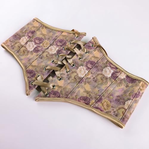 Image of Scarlet Darkness Corset Belt for Women Floral Lace Up Boned Underbust Corset Waist Belts