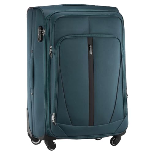 DIAMOND Großer Weichschalenkoffer XL 28 Grün Codura 1200D 360 Rollen Zahlenschloss Erweiterbar 88108 L Leicht & Robust