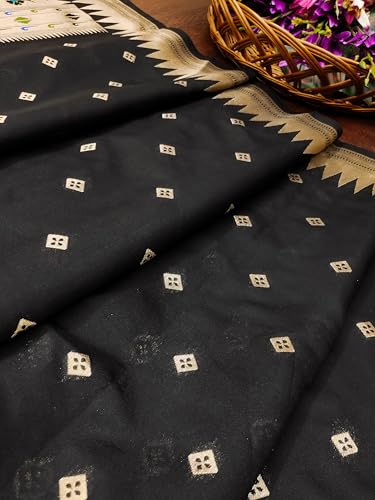 Image of DEVANGI Women's Woven Paithani Banarasi Silk Dupatta /Chunni For Women, Floral Print 1 Meter Wide and 2.3 Meter Length Printed Designer Dupatta /Chunni For Girls