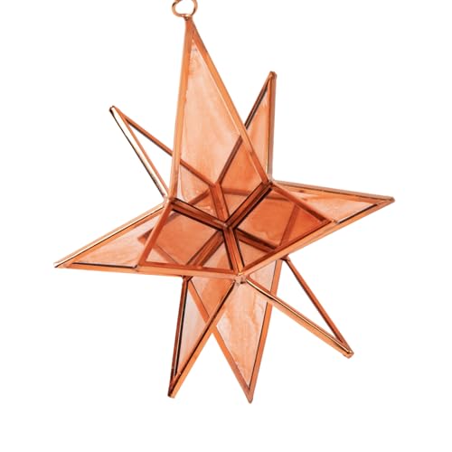 Ornamento de estrela morávia de vidro | Comércio Justo (ouro rosa, grande)