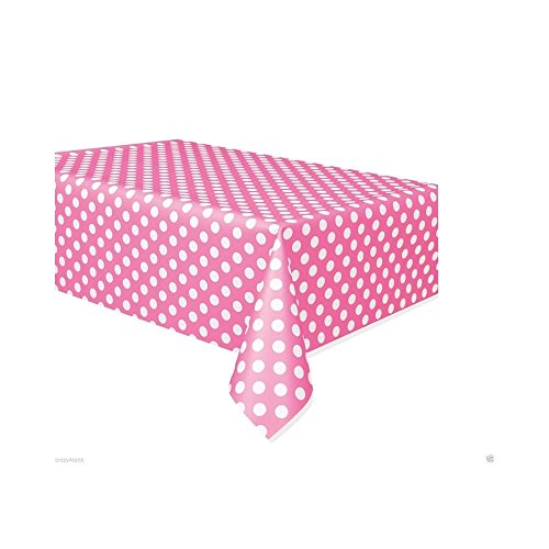 Unique Party - 50265 - Nappe - Plastique à Pois - 2,74 x 1,37 m - Rose Vif