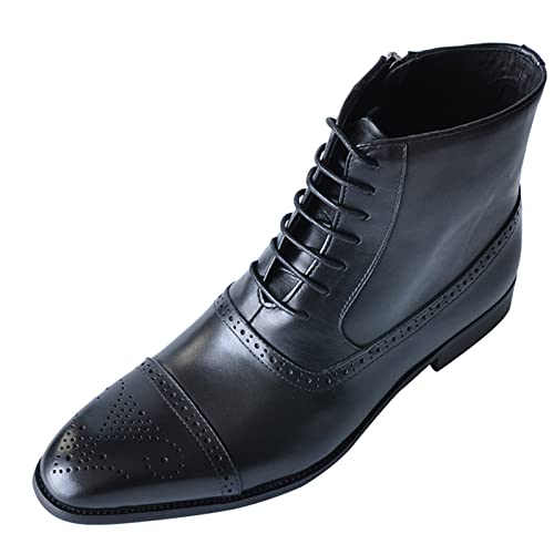 Men's Dress Oxford Shoes Classic Lace Up Formal Shoes，Men's Side Zipper High Top Brogue