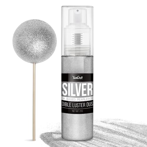 Purpurina Comestible Spray, Plata, 20g Purpurina Comestibles para Decoración de GâTeaux, Cocktails, Bebidas, Colorante Alimentario - Colorante Alimentario en Polvo para Galletas, Bonbones, GlaçAge