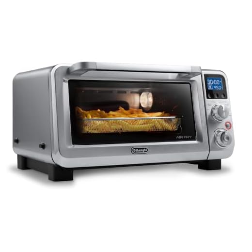 De'Longhi Air Fry Oven, Premium 9-in-1 Digital Air Fry Convection Toaster Oven, Grills, Broils, Bakes, Roasts, Keep Warm, Reheats, 1800-Watts + Cooking Accessories, Stainless Steel, 14L, EO141164M
