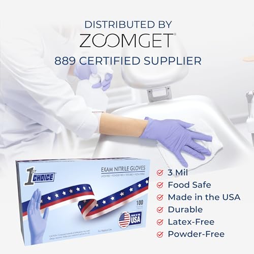 Image of 1st Choice Blue Indigo Nitrile Exam Gloves Made in USA, Disposable Medical, Latex Free, 3 Mil, for Professional and Home Use