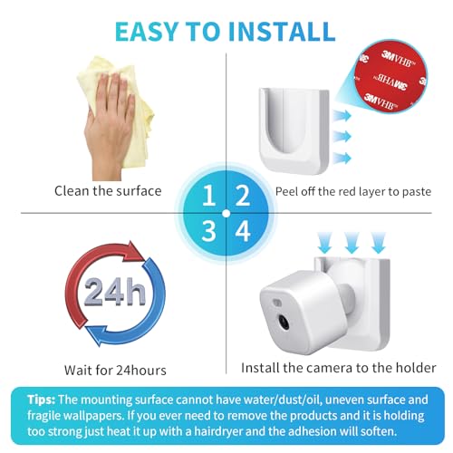 Image of Blink Mini 2 Camera Adhesive Wall Mount Bracket, Strong Adhesive Durable Camera Mount Stand for Blink Mini Indoor Camera, No Drill, No Screws, Decorate Damage-Free, Easy to Install (2 Pack)
