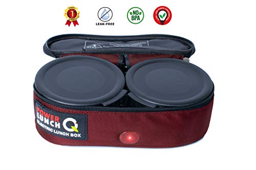Image of Ecoline Fabric Power Lunch Q2, Electric Lunch Box,Capacity 800ml,(2 Containers 400ml) Maroon
