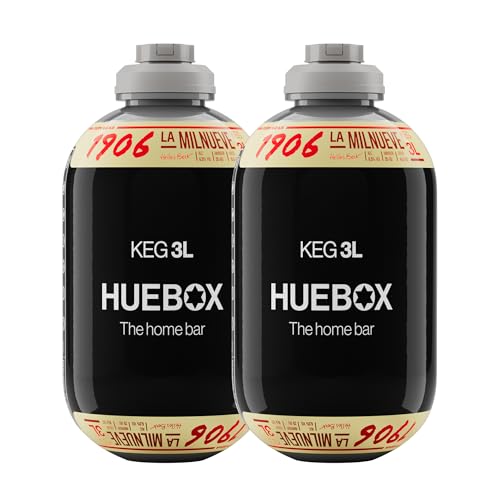 1906 Reserva Especial – Pack 2 Barriles de 3L para Tirador HUEBOX, Cerveza Extra La Milnueve 6,5% Vol, Compatibles Solo con HUEBOX, Incluye 1 Cánula Desechable – 6 L