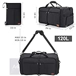 120L Foldable Collapsible Waterproof Travel Duffel Bag for Men and Women with Shoe Compartment - Image 3