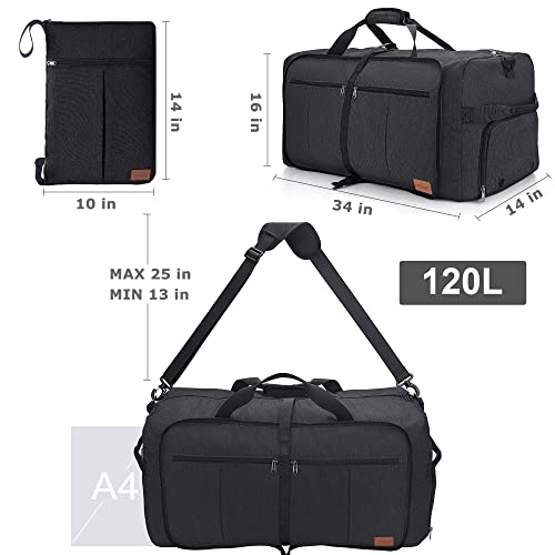 120L-Foldable-Collapsible-Waterproof-Travel-Duffel-Bag-for-Men-and-Women-with-Shoe-Compartment