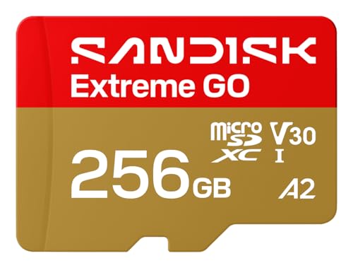 SANDISK 256GB Extreme GO microSDXC UHS-I�J�[�h 5K & 4K UHD�r�f�I �ǂݎ��240MB/�b ��������160MB/�b A2 U3 V30 ���� Android �A�N�V�����J���� �Q�[���p