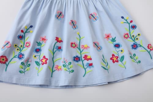 Image of Girls Cotton Long Sleeve Casual Cartoon Appliques Striped Jersey Dresses