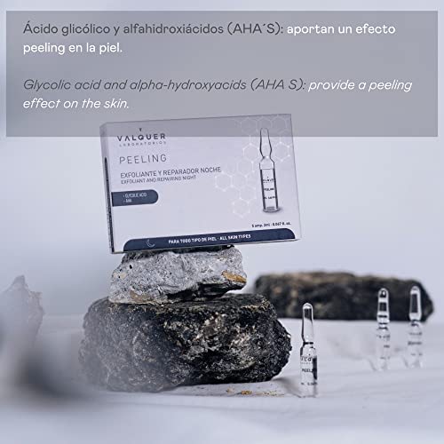Valquer Facial Peel Fibres Face Serum Night Exfoliation and Repair. All Skin Types With Glycolic Acid and Aha. Face Scrub - 5 x 3 ml - Image 4