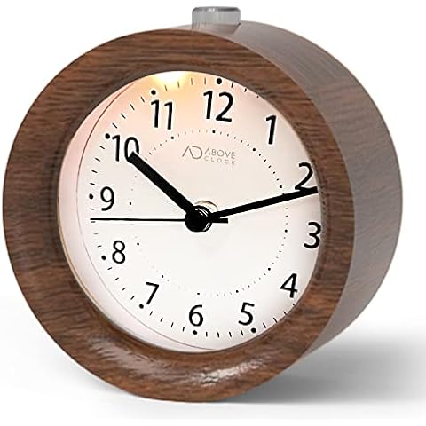 aboveClock Silent Wooden Alarm Clock with Snooze Cover