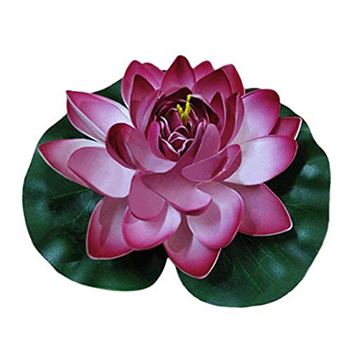 Ewanda store 1pcs Wine Red Floating Foam Lotus Water Lilies Artificial Pond Plants Flower