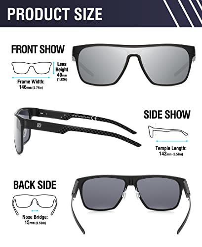 Image of DUCO Square Polarized Sunglasses for Men Women Large Flat Top Shield Sun Glasses UV400 Protection Carbon Fiber Shades DC8230