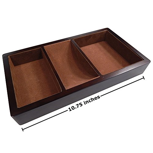 Profile Gifts Woltar Wooden Valet Tray With 3 Compartment Leatherette Organizer Box For Wallets, Coins, Keys, And Jewelry #TOP1