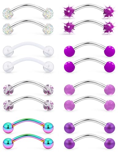 Jenxnjsjo 14G Purple Snake Frog Eyes Piercing Jewelry Tongue for Women Men 14mm 9/16in Bars Extra Long Belly Naval Button Rings Snake Bite Curved Barbells Surgical Stainless Steel