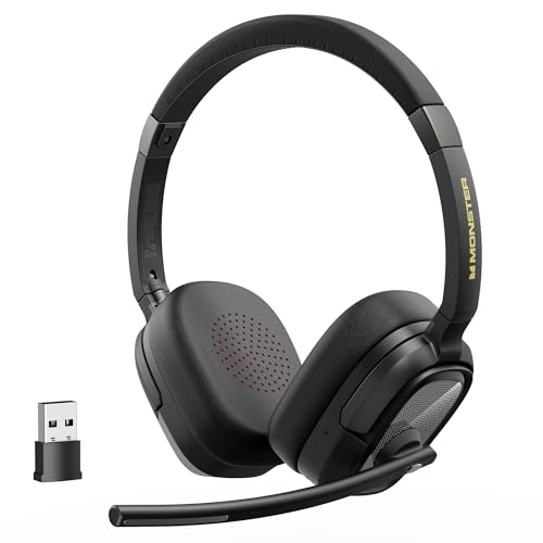 Monster VoiceLink 200 Wireless Headset with Mic for Work, Bluetooth V5.4 Headphones with AI Noise...
