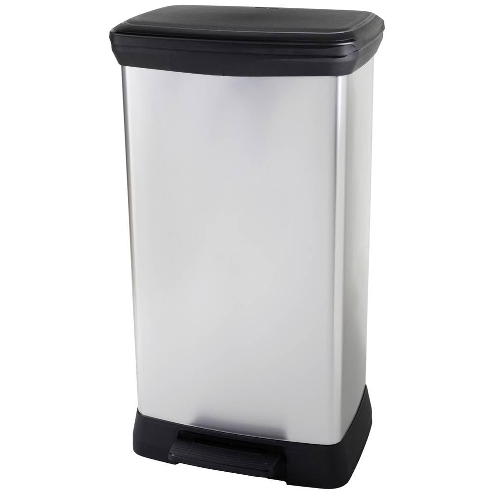 Curver Poubelle, POUBELLE À PÉDALES DECO DUO 23+23L, argent