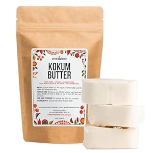Better Shea Butter Raw Kokum Butter Unrefined – Body Butter Bar for Soap Making and DIY Butter, Skin and Hair Products – Pure, Unscented Skin Butter for Lotion Base – Kokum Butter 8 oz Block