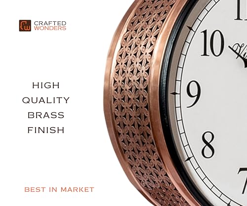 Image of Metal Vintage Double Sided Analog Wall Clock | Railway Station Double Sided Antique Decorative Clock with Brass Finishing Wall Clock for Home, Office, Classroom- Copper (8 inch)
