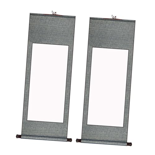 ERINGOGO 2個 空白宣紙巻軸 書道用掛け軸 紙製画仙紙 耐久性ある米紙素材 書き初めや水墨画に 壁掛け飾りとしても使用可能