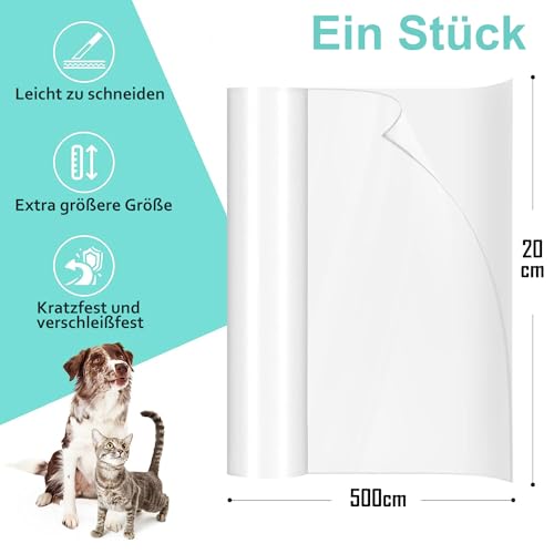 Kratzfolie Katzen Selbstklebend 5m x 20cm, Katzen Kratzschutz Sofa Transparent Kratzschutzfolie Couch Kratzschutz Katze Katzenfür Möbel Couch Tür Wand Kratzabwehr